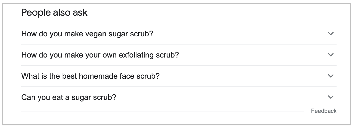 people also ask box for vegan body scrub query