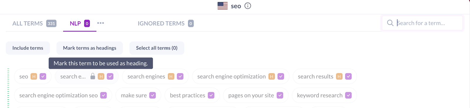 Flitering prominent terms in content editor 2.0