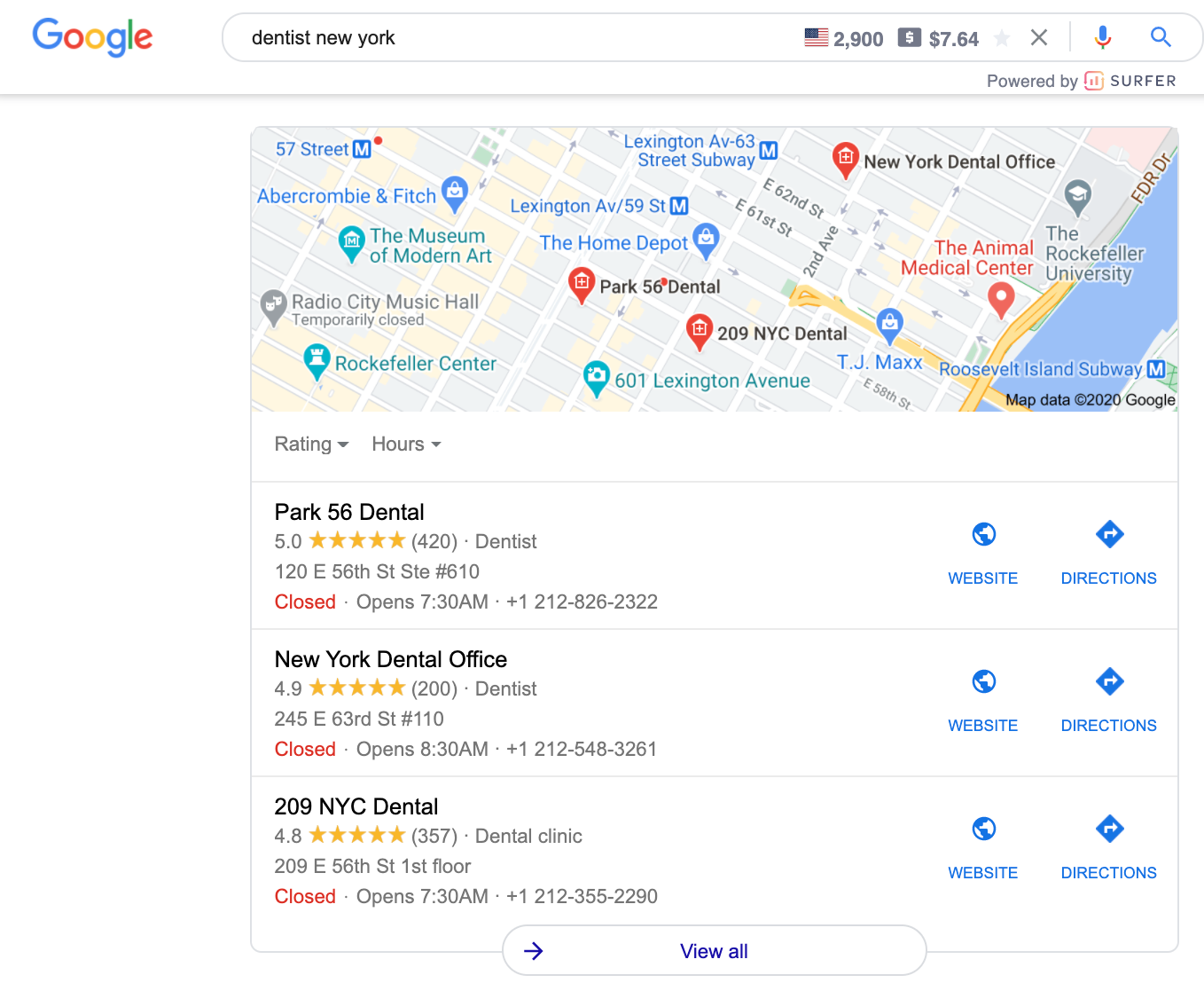 local map in serp