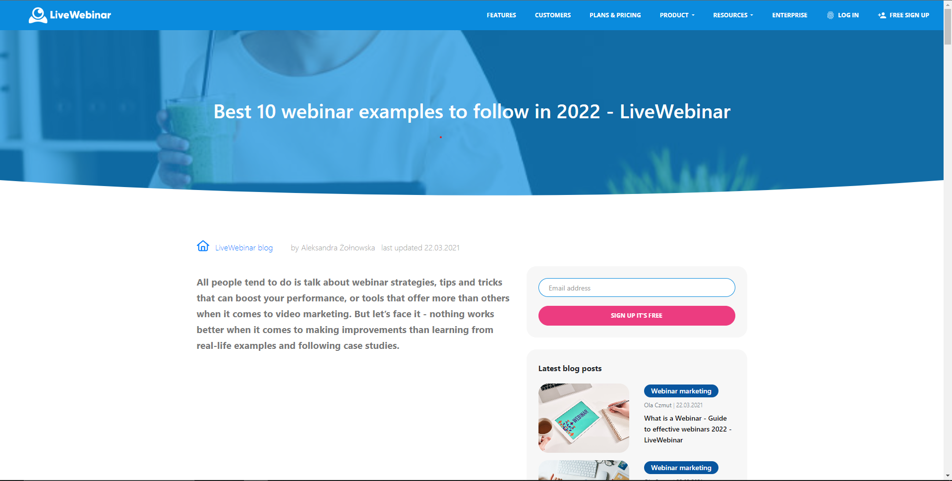 Screenshot of LiveWebinar page 