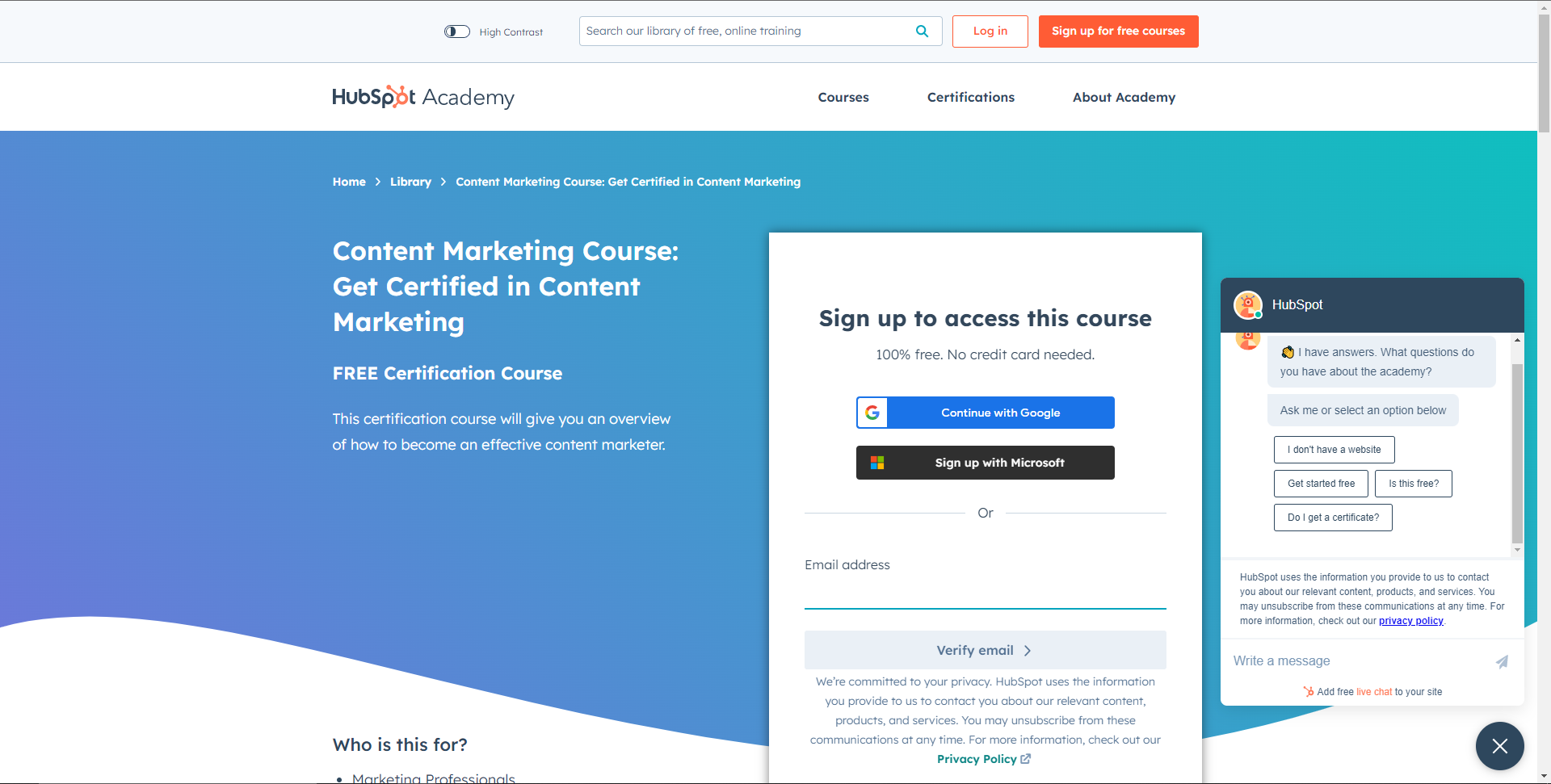 Hubspot courses