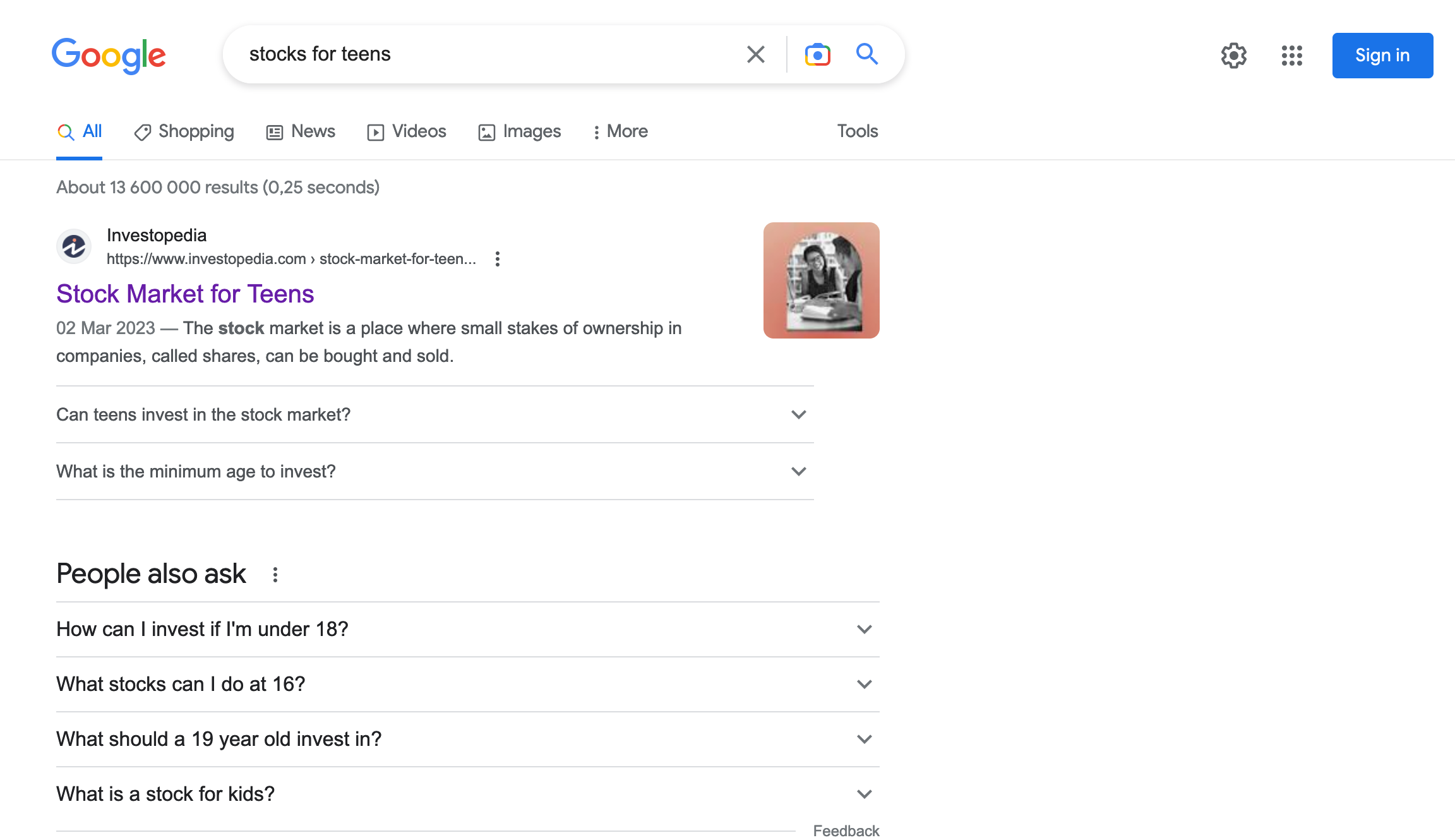 Investopedia's stock market for teens ranking #1 on Google. 