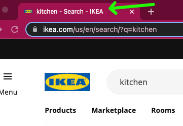 an example of a title tag on IKEA's homepage