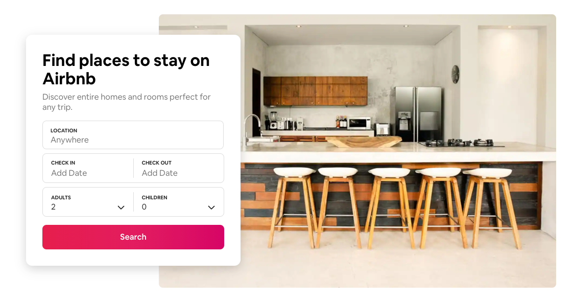 an example of microcopy on the airbnb homepage